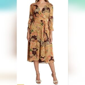 Tahari ASL‎ Women's Long Sleeve V-Neck Paisley Print size 4 nwt